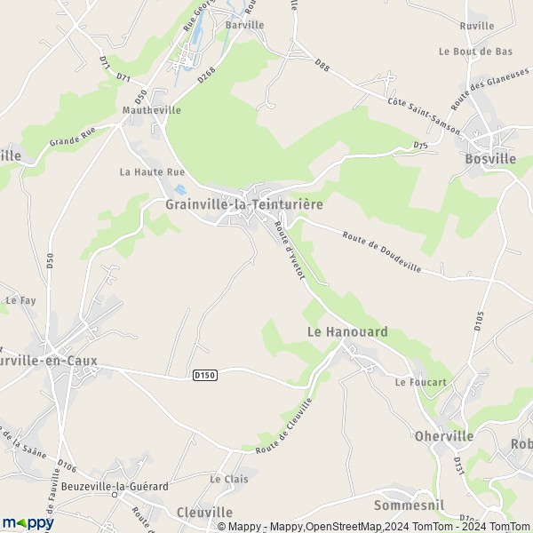 La carte pour la ville de Grainville-la-Teinturière 76450