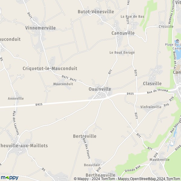 La carte pour la ville de Ouainville 76450