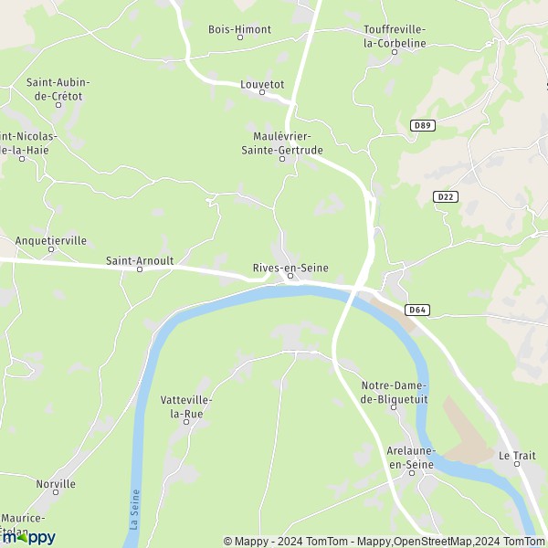 La carte pour la ville de Rives-en-Seine 76490