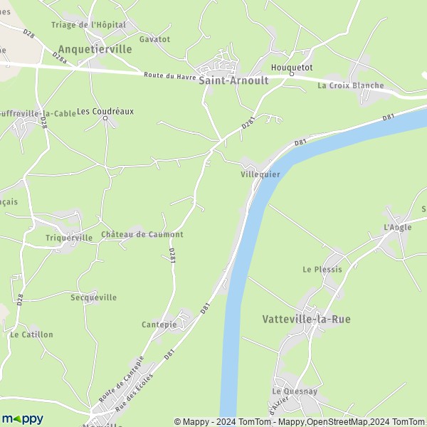 La carte pour la ville de Villequier, 76490 Rives-en-Seine