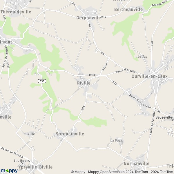 La carte pour la ville de Riville 76540