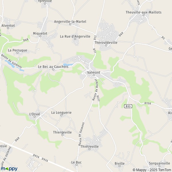 La carte pour la ville de Valmont 76540