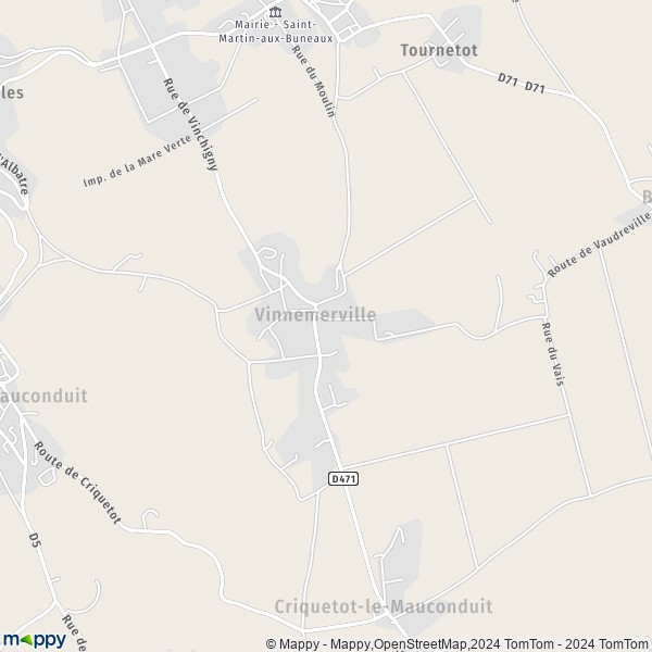 La carte pour la ville de Vinnemerville 76540
