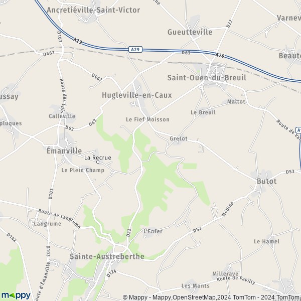 La carte pour la ville de Hugleville-en-Caux 76570