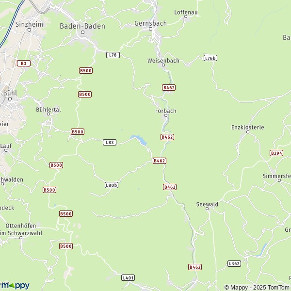 La carte pour la ville de 76596 Forbach