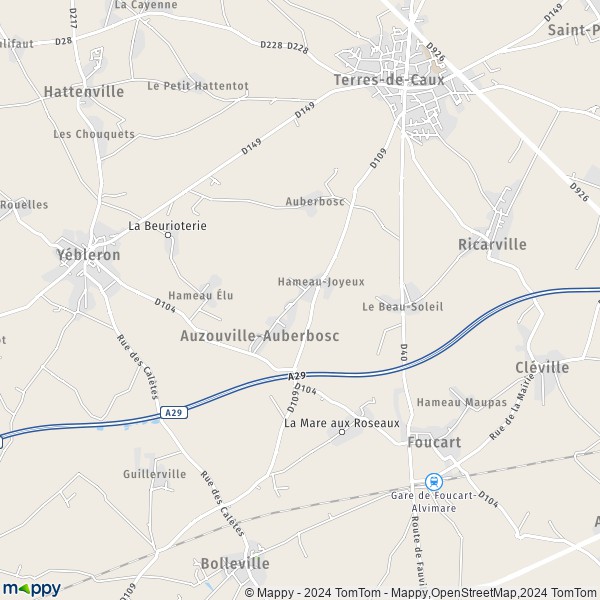 La carte pour la ville de Auzouville-Auberbosc, 76640 Terres-de-Caux