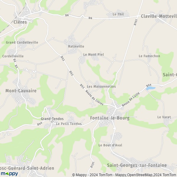 La carte pour la ville de Fontaine-le-Bourg 76690