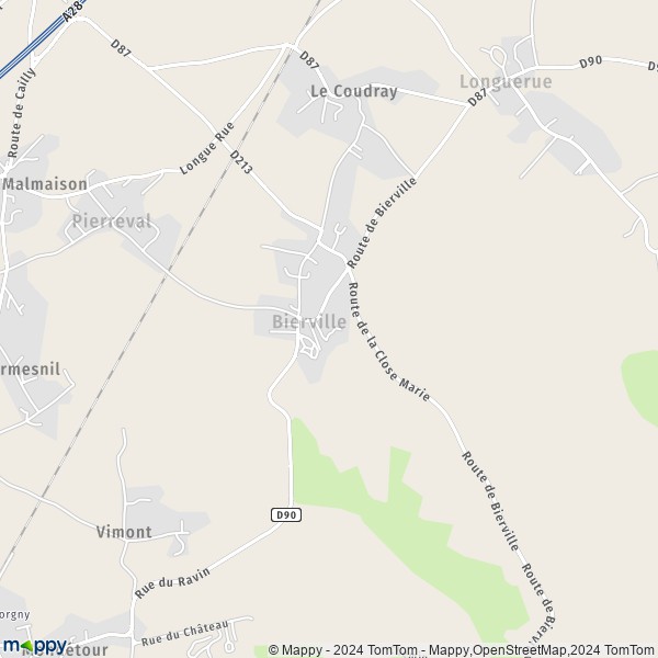 La carte pour la ville de Bierville 76750