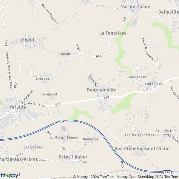 La carte pour la ville de Bourdainville 76760