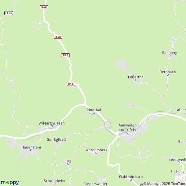 La carte pour la ville de 76848-76857 Annweiler am Trifels