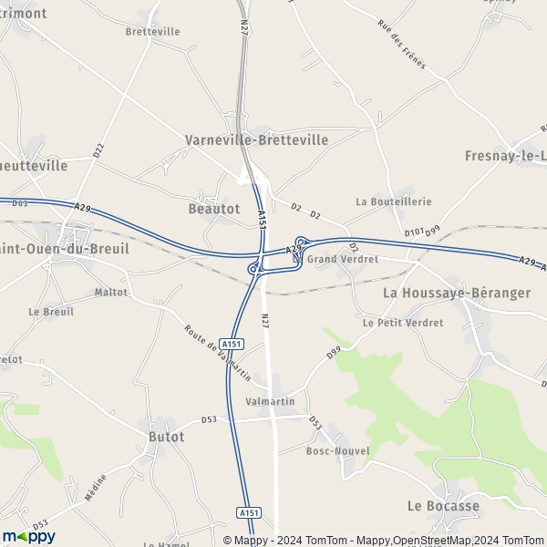 La carte pour la ville de Beautot 76890