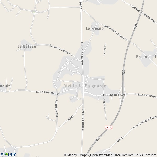 La carte pour la ville de Biville-la-Baignarde 76890