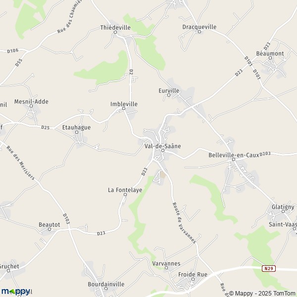 La carte pour la ville de Val-de-Saâne 76890