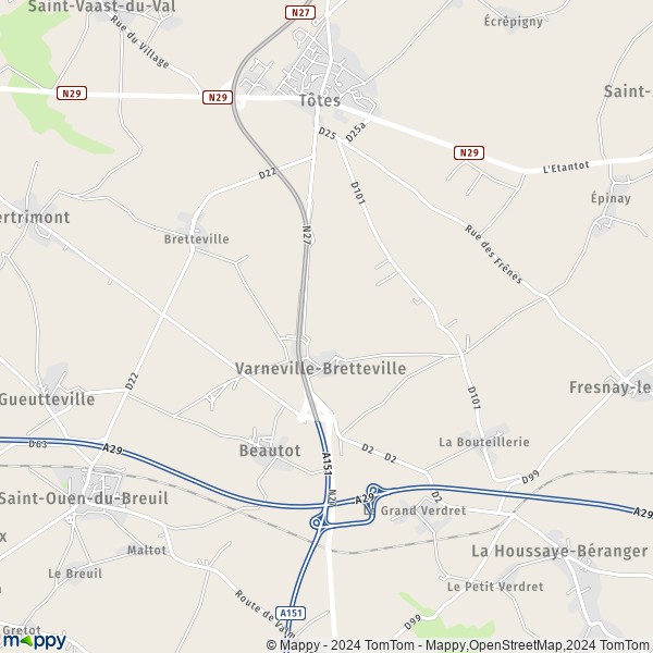 La carte pour la ville de Varneville-Bretteville 76890