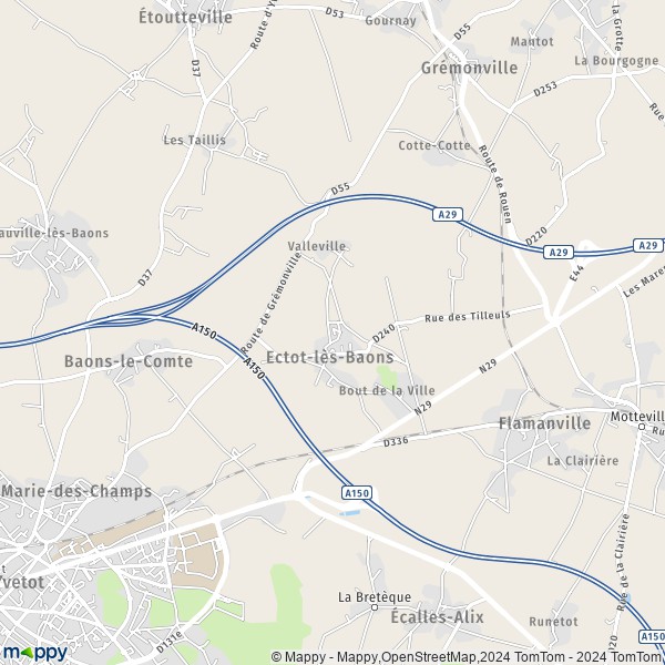 La carte pour la ville de Ectot-lès-Baons 76970