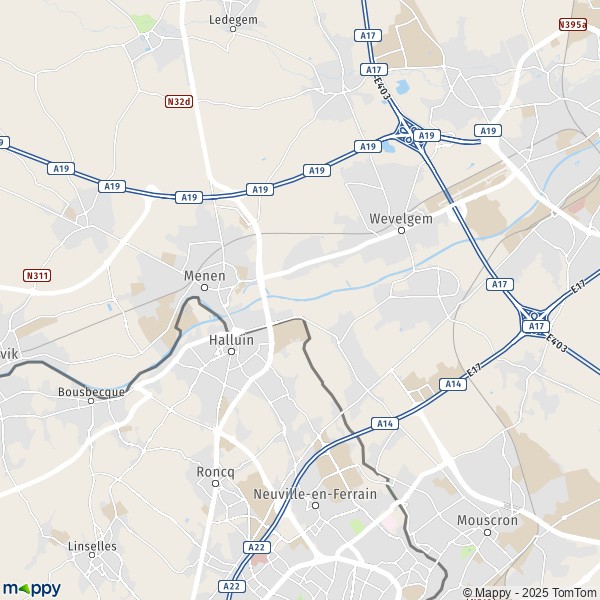 La carte pour la ville de 7700-8940 Menin