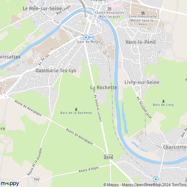 La carte pour la ville de La Rochette 77000