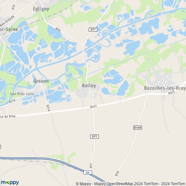 La carte pour la ville de Balloy 77118
