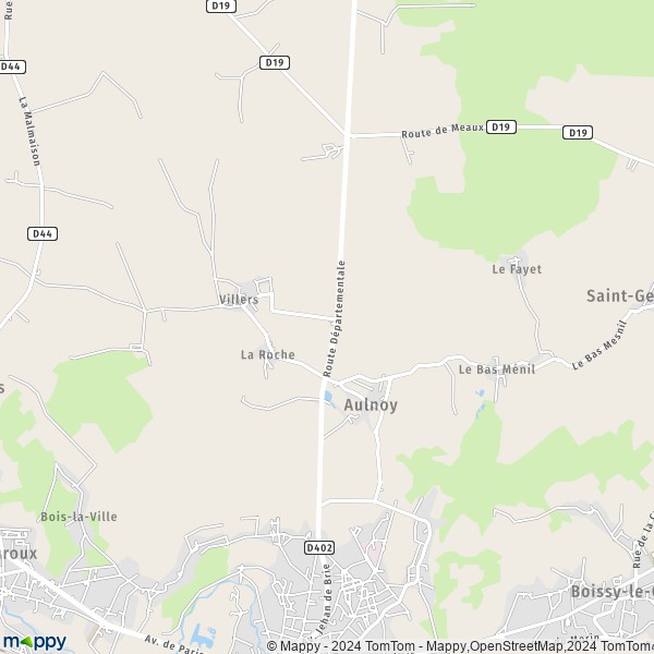 La carte pour la ville de Aulnoy 77120