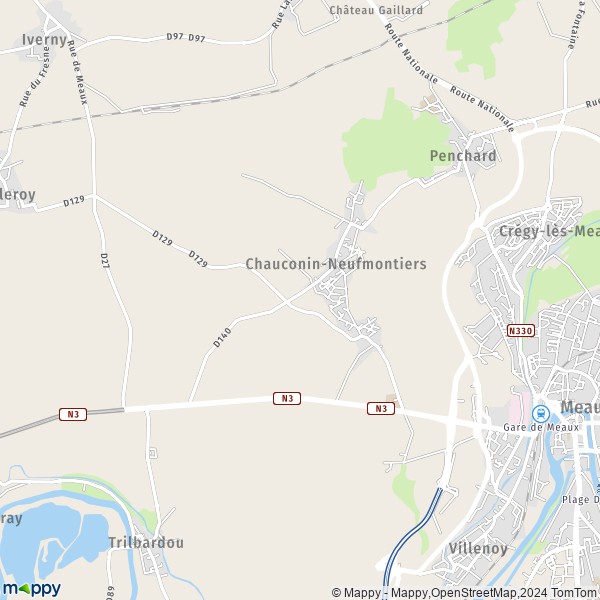 La carte pour la ville de Chauconin-Neufmontiers 77124
