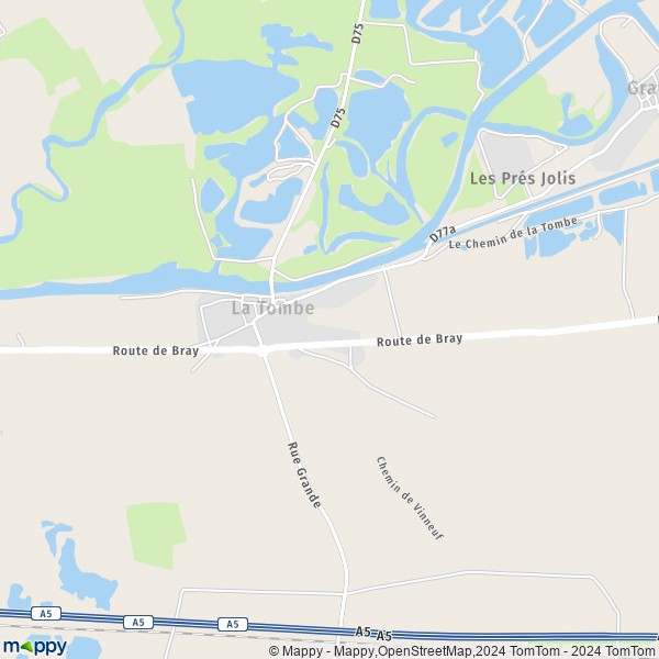 La carte pour la ville de La Tombe 77130