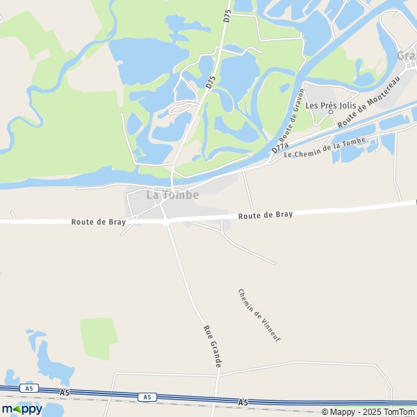 La carte pour la ville de La Tombe 77130