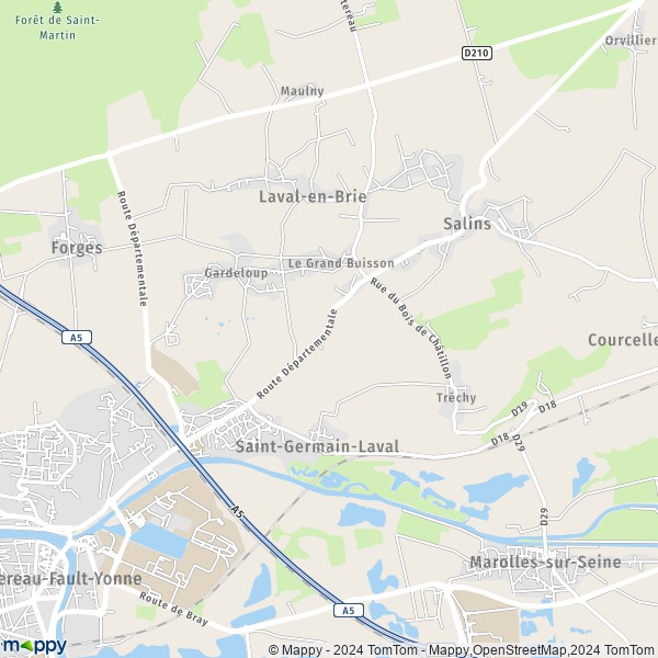 La carte pour la ville de Saint-Germain-Laval 77130
