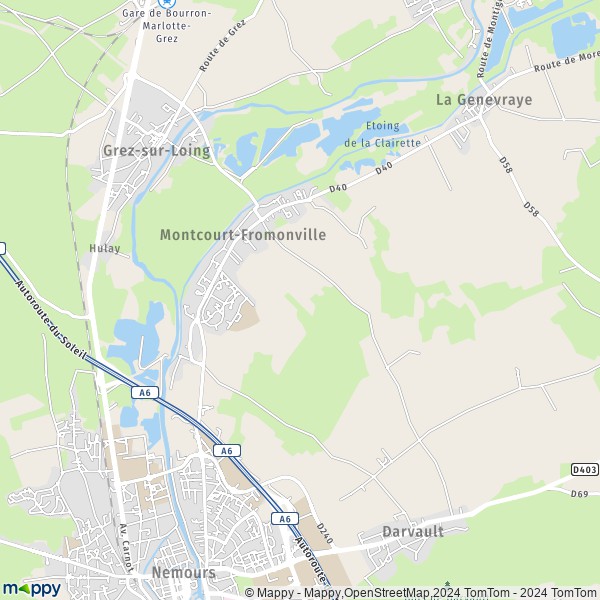 La carte pour la ville de Montcourt-Fromonville 77140