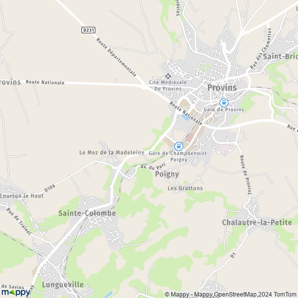 La carte pour la ville de Poigny 77160