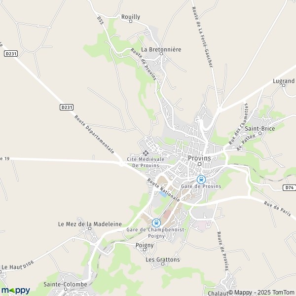 La carte pour la ville de Provins 77160