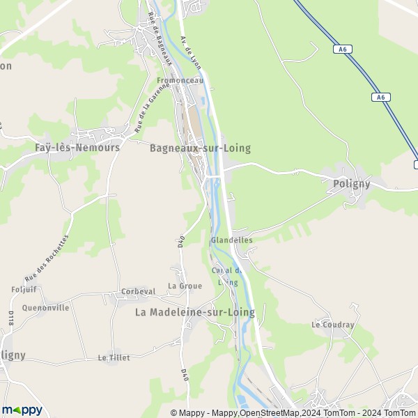 La carte pour la ville de Bagneaux-sur-Loing 77167