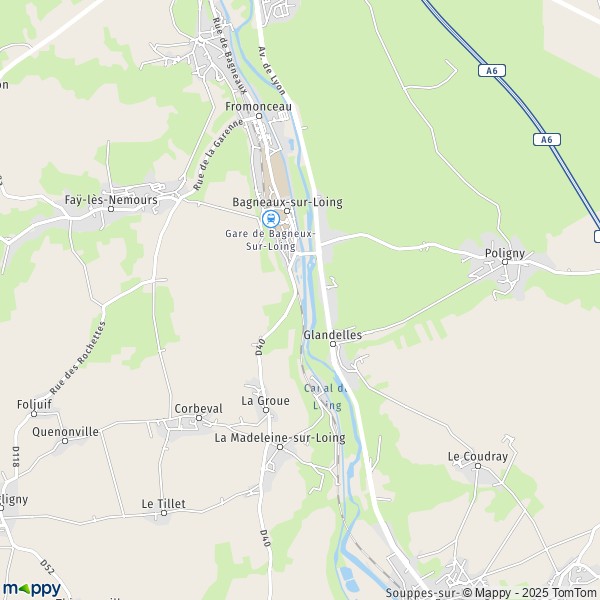 La carte pour la ville de Bagneaux-sur-Loing 77167