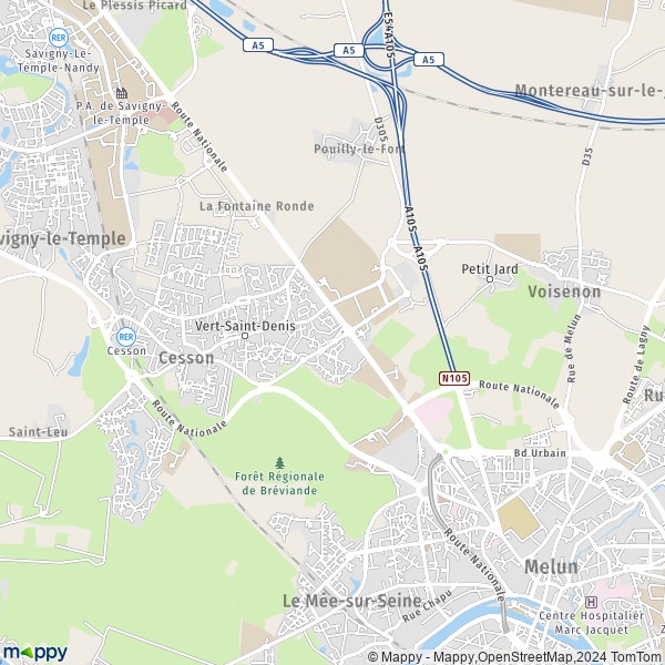La carte pour la ville de Vert-Saint-Denis 77240