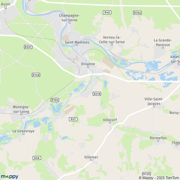 La carte pour la ville de Épisy, 77250 Moret-Loing-et-Orvanne