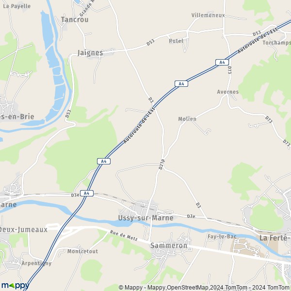 La carte pour la ville de Ussy-sur-Marne 77260