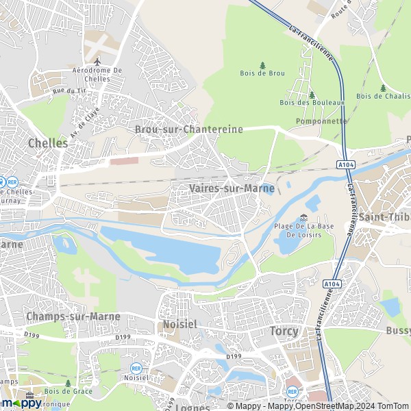 La carte pour la ville de Vaires-sur-Marne 77360