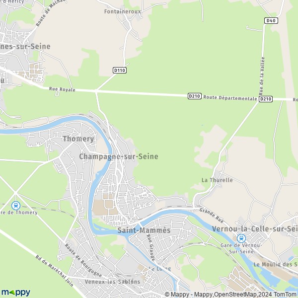 La carte pour la ville de Champagne-sur-Seine 77430