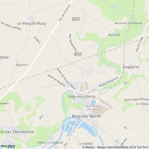 La carte pour la ville de Lizy-sur-Ourcq 77440