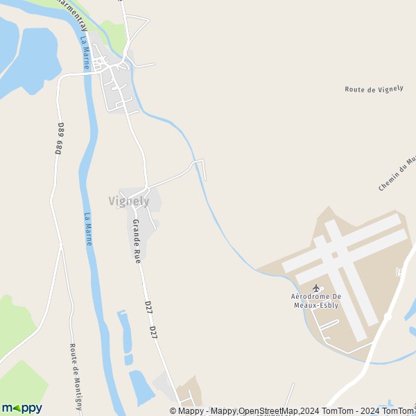 La carte pour la ville de Vignely 77450