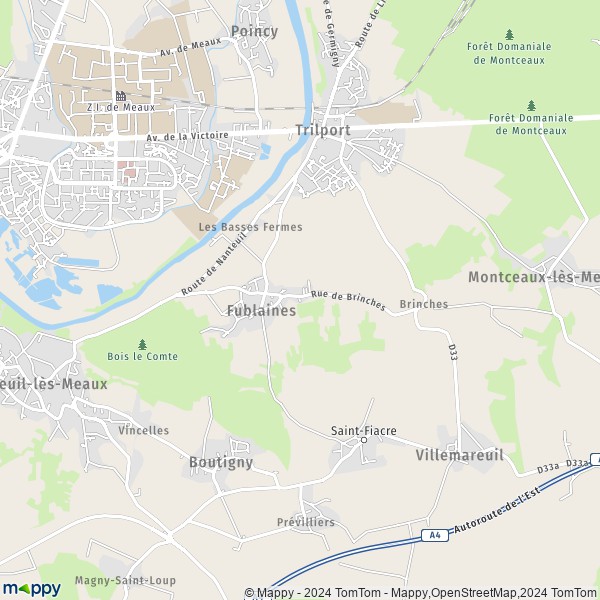 La carte pour la ville de Fublaines 77470