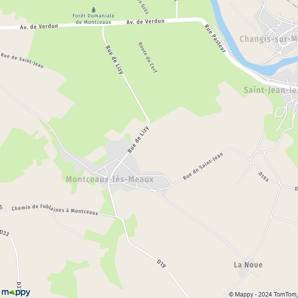 La carte pour la ville de Montceaux-lès-Meaux 77470