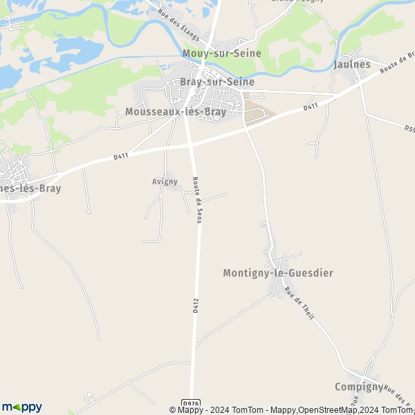 La carte pour la ville de Mousseaux-lès-Bray 77480