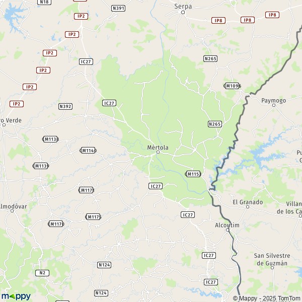 La carte pour la ville de 7750 Mértola