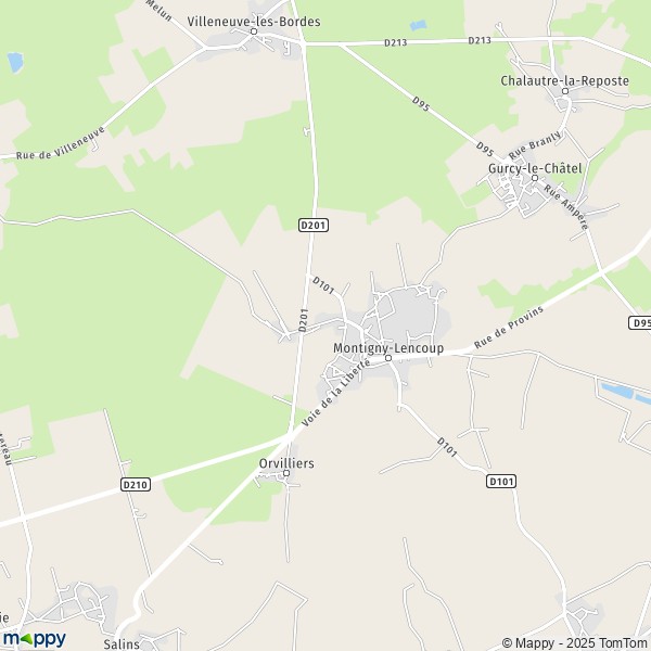 La carte pour la ville de Montigny-Lencoup 77520