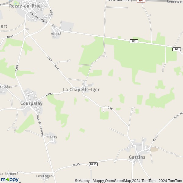 La carte pour la ville de La Chapelle-Iger 77540