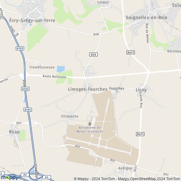 La carte pour la ville de Limoges-Fourches 77550