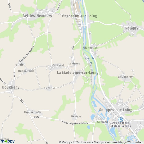La carte pour la ville de La Madeleine-sur-Loing 77570