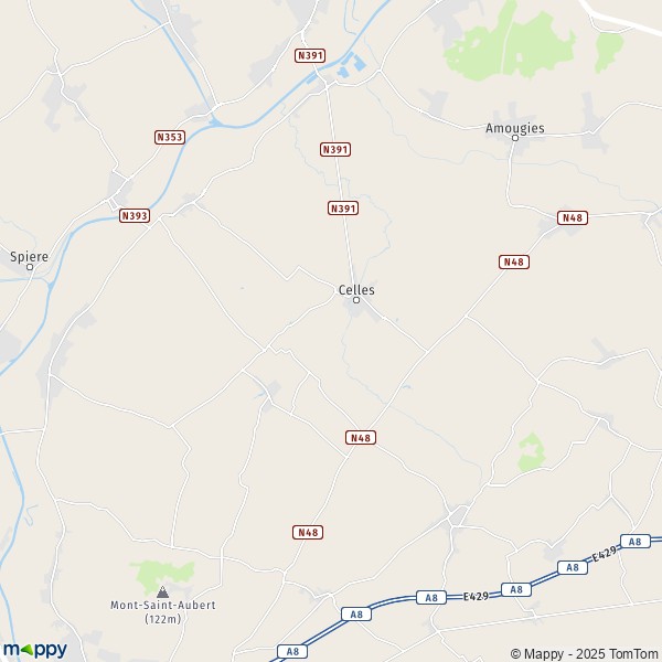 La carte pour la ville de 7760 Celles