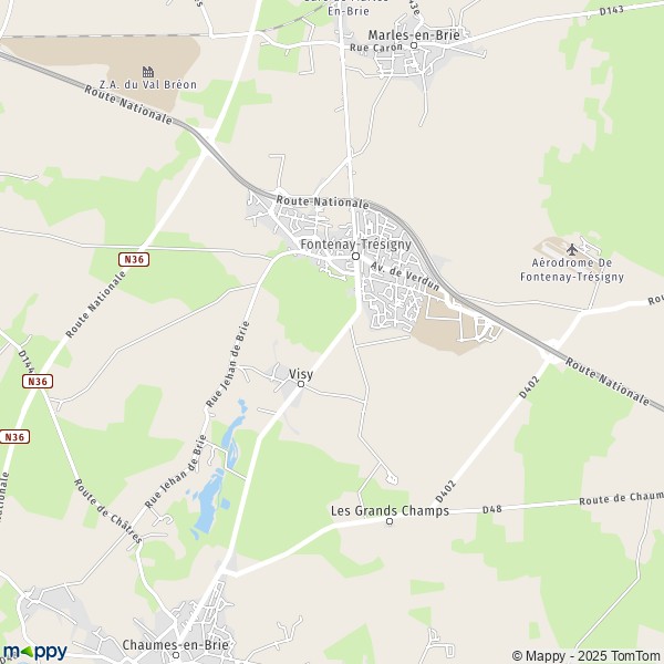 La carte pour la ville de Fontenay-Trésigny 77610