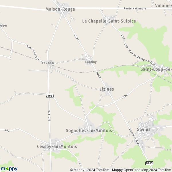 La carte pour la ville de Lizines 77650
